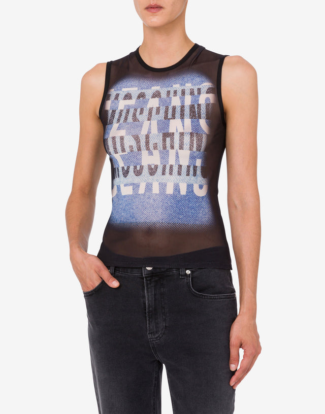 Top de red estampado Negro Moschino Jeans 1