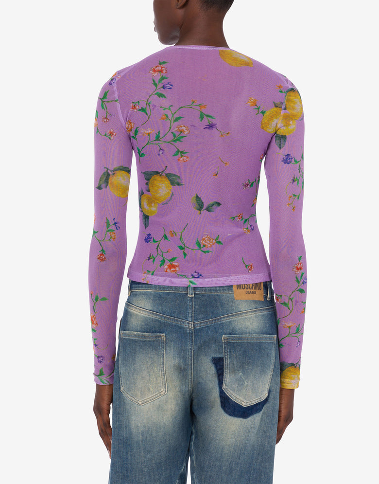 Printed mesh T-shirt Light purple Moschino Jeans 2