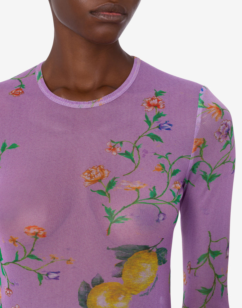Printed mesh T-shirt Light purple Moschino Jeans 3