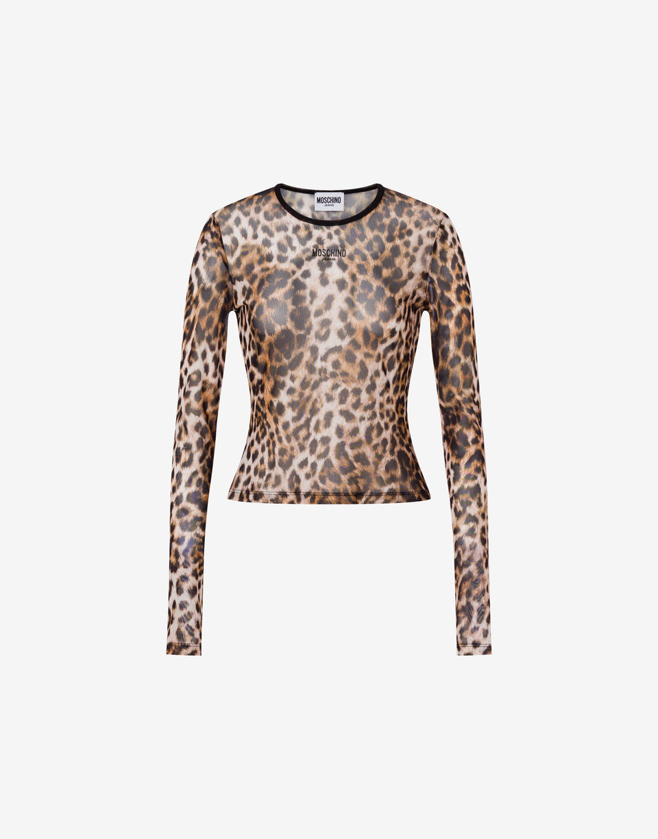 Printed mesh T-shirt Brown Moschino Jeans 0