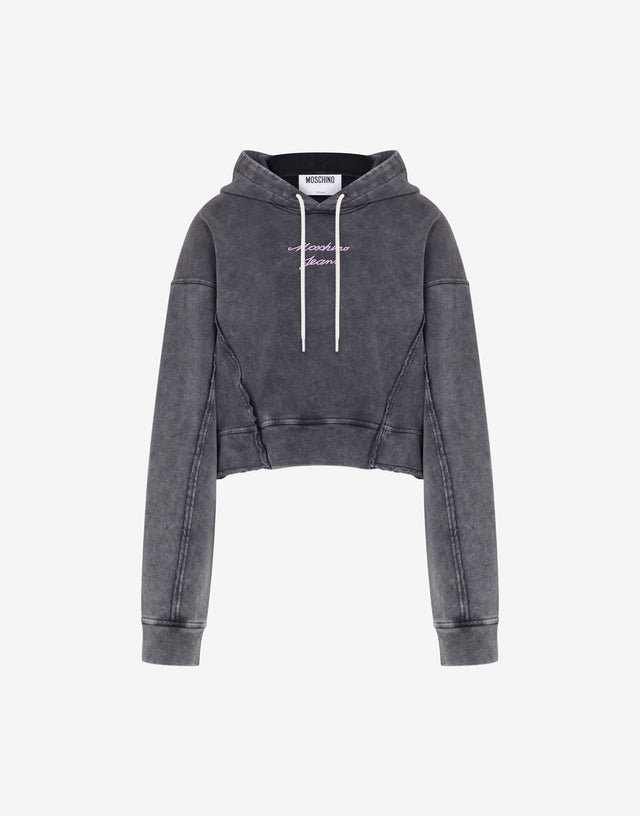 Sudadera de algodón bordada Gris oscuro Moschino Jeans 0