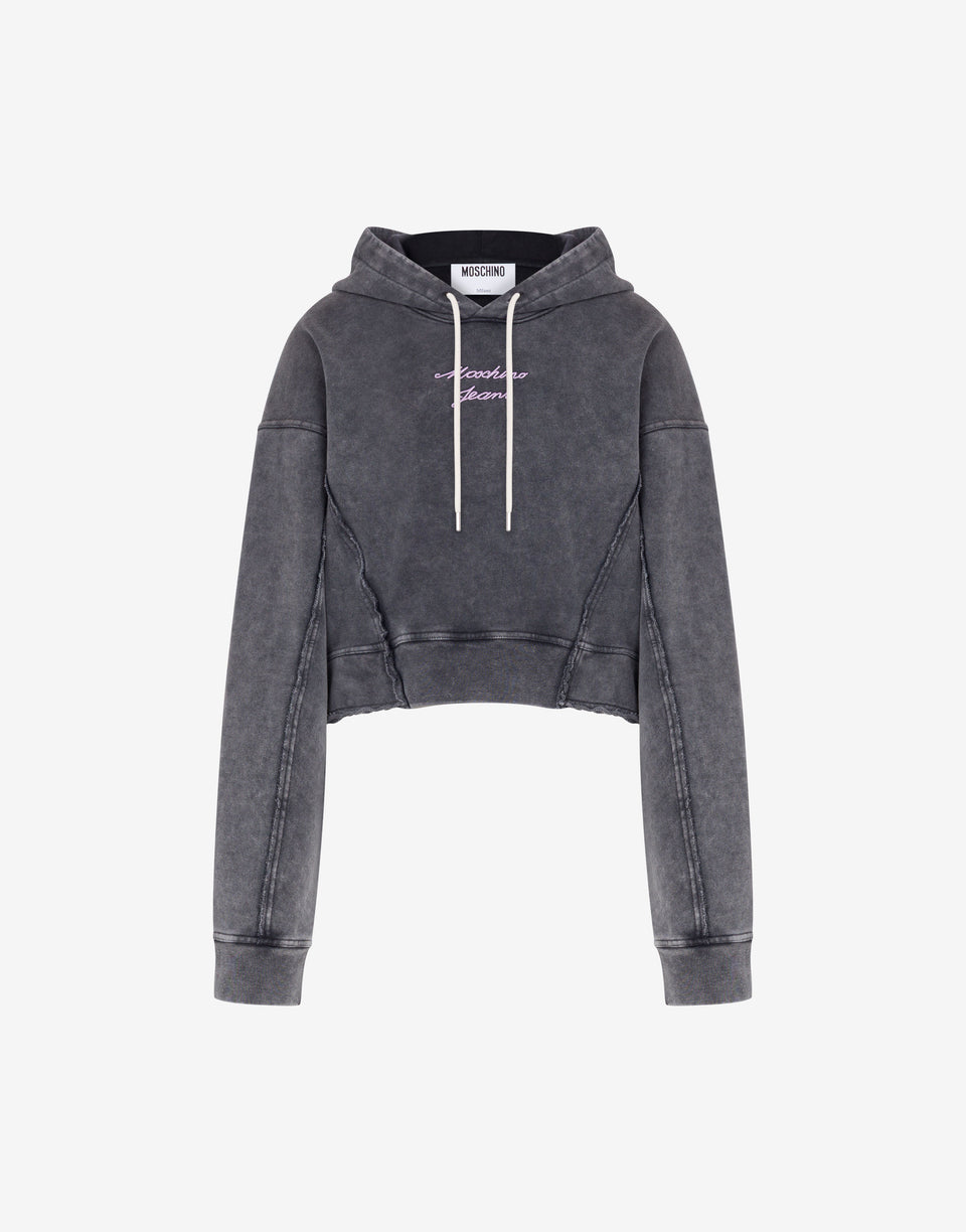 Embroidered cotton sweatshirt Dark grey Moschino Jeans 0