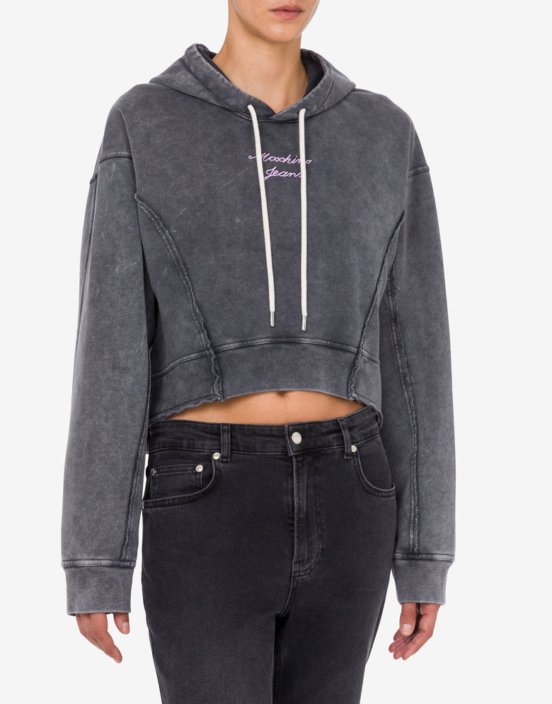 Embroidered cotton sweatshirt Dark grey Moschino Jeans 1