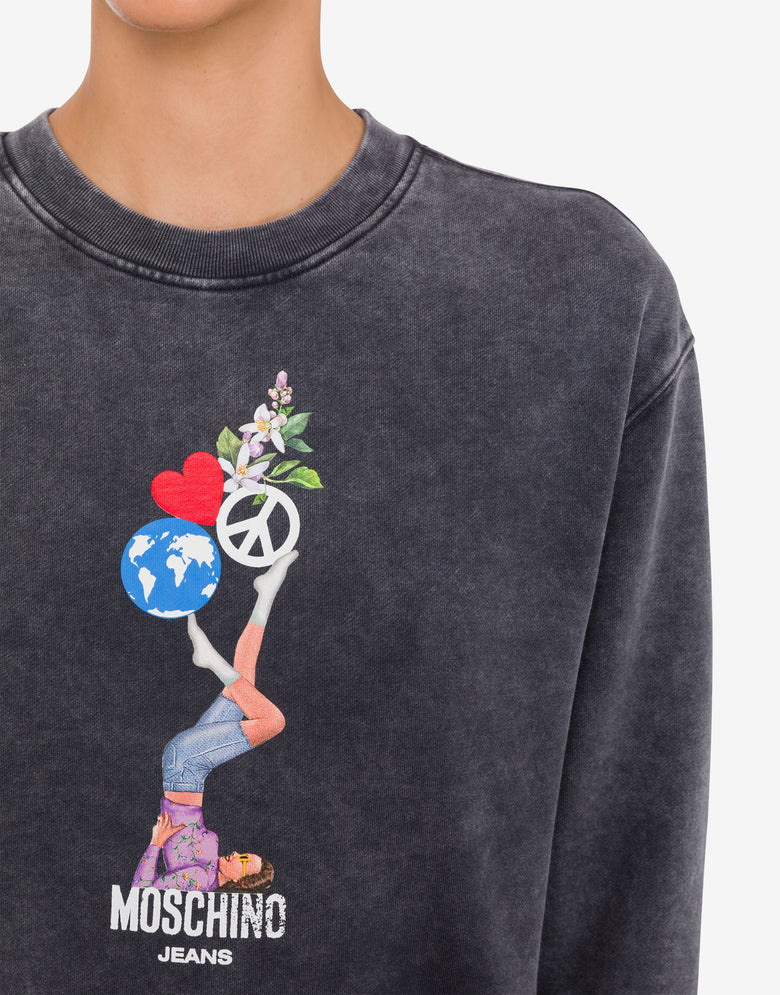 印花棉质卫衣 深灰色 Moschino Jeans 3