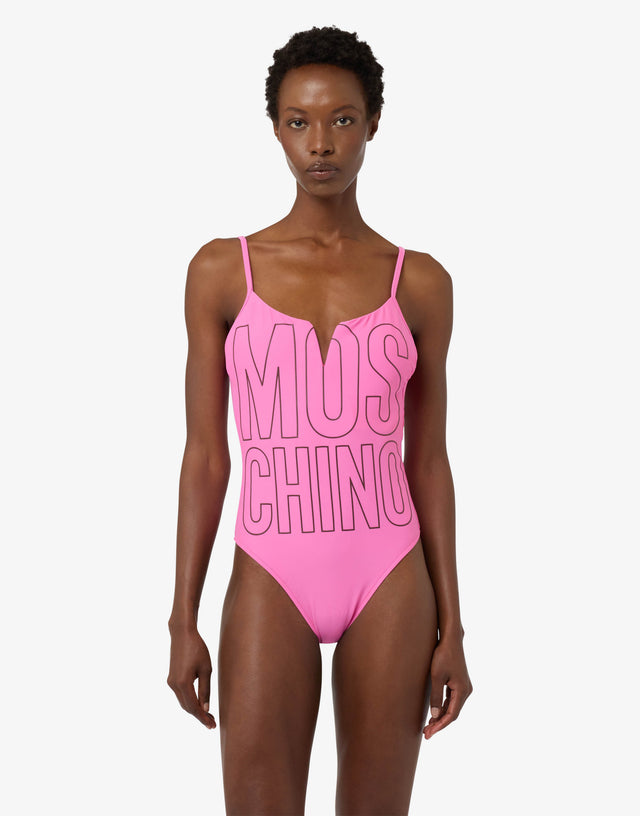 印花莱卡连体泳衣 紫红色 Moschino 0