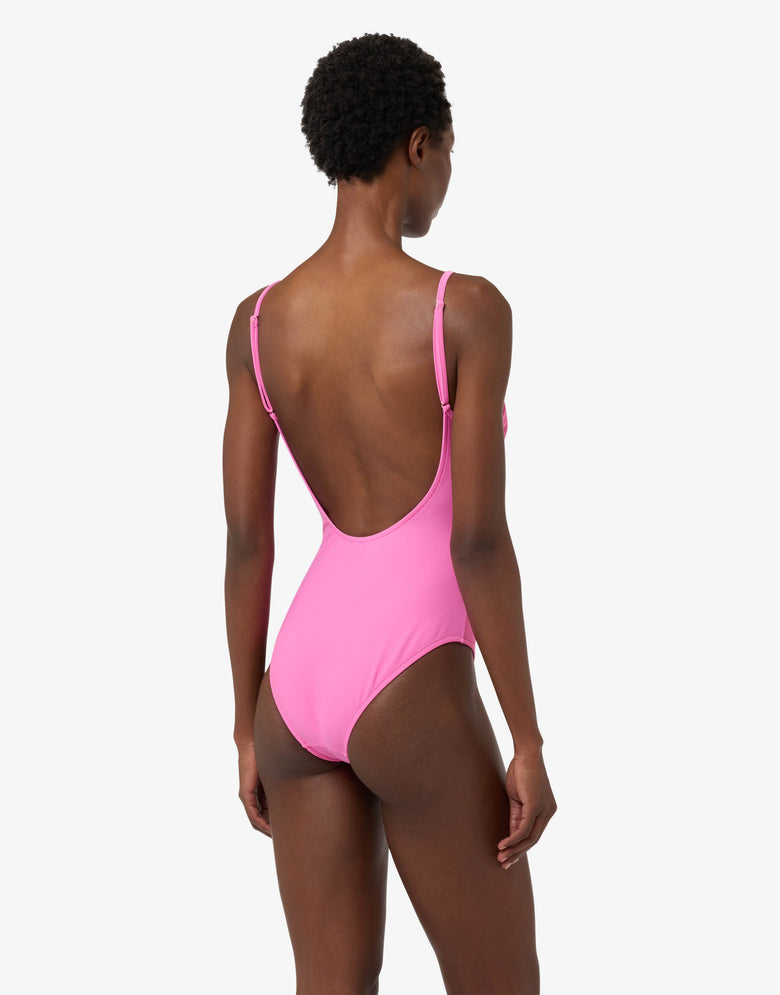 Printed Lycra one-piece swimsuit Fuchsia Moschino 1
