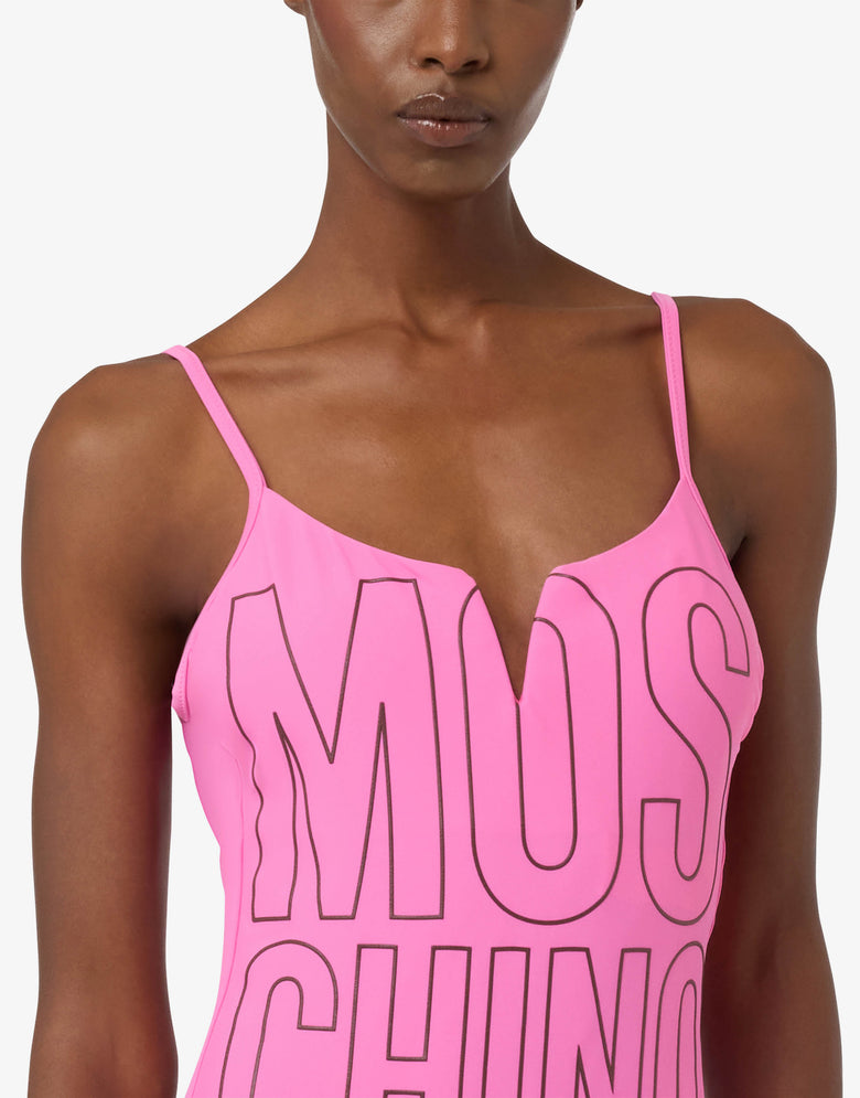 Printed Lycra one-piece swimsuit Fuchsia Moschino 2