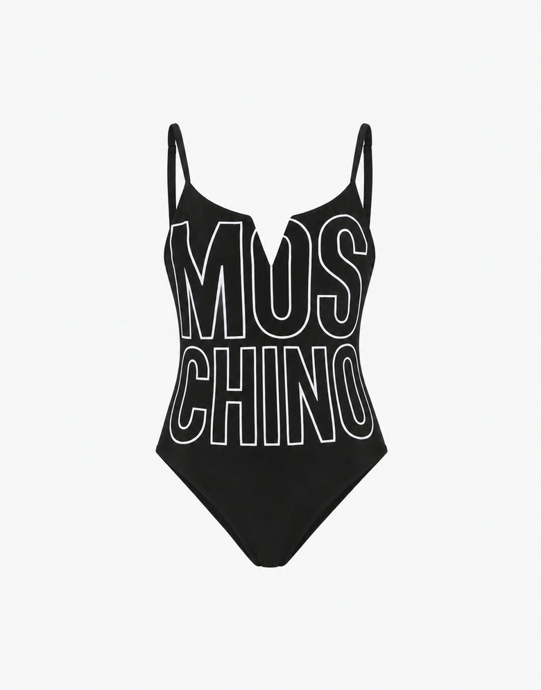 Printed Lycra one-piece swimsuit Black Moschino 3