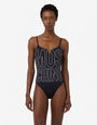 Printed Lycra one-piece swimsuit
