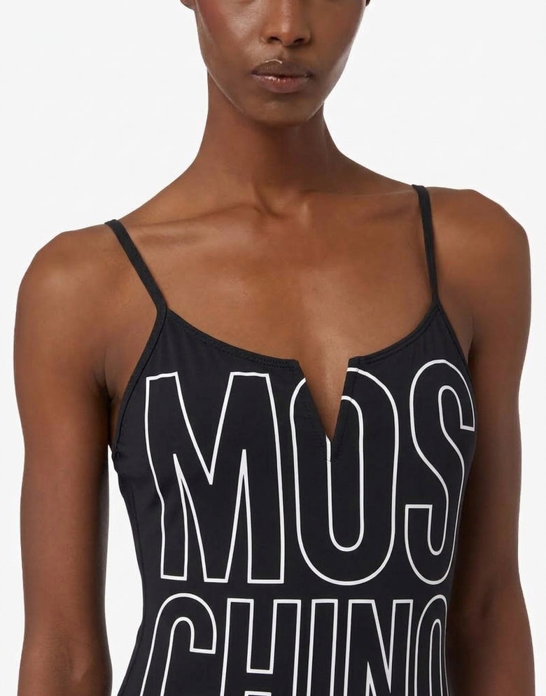 Printed Lycra one-piece swimsuit Black Moschino 2