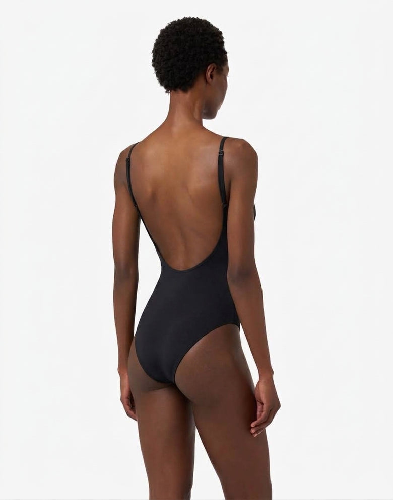 Printed Lycra one-piece swimsuit Black Moschino 1