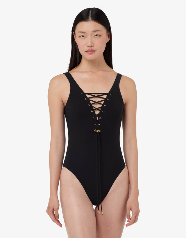 Traje de baño de una pieza de lycra Negro Moschino 0