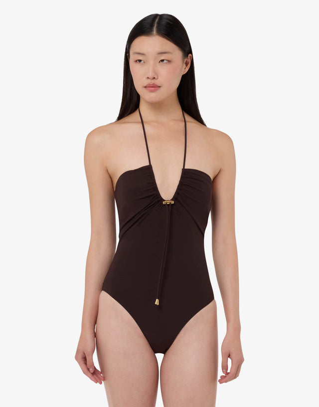 Traje de baño de una pieza de lycra  Marrón oscuro Moschino 0
