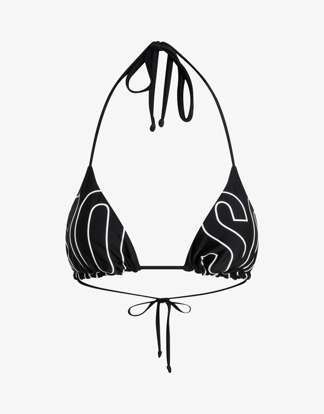 Top de bikini triangular estampado Negro Moschino 0
