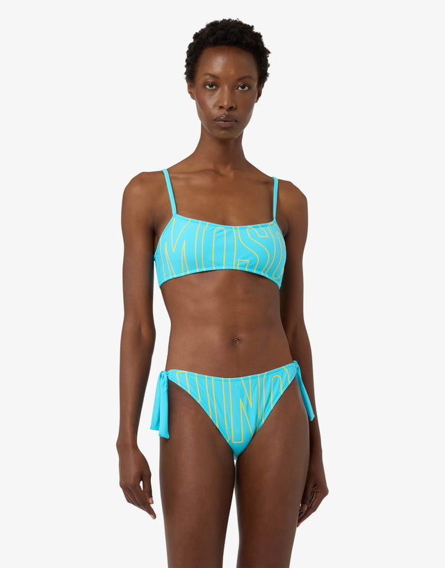 Top de bikini bandeau estampado Turquesa Moschino 0