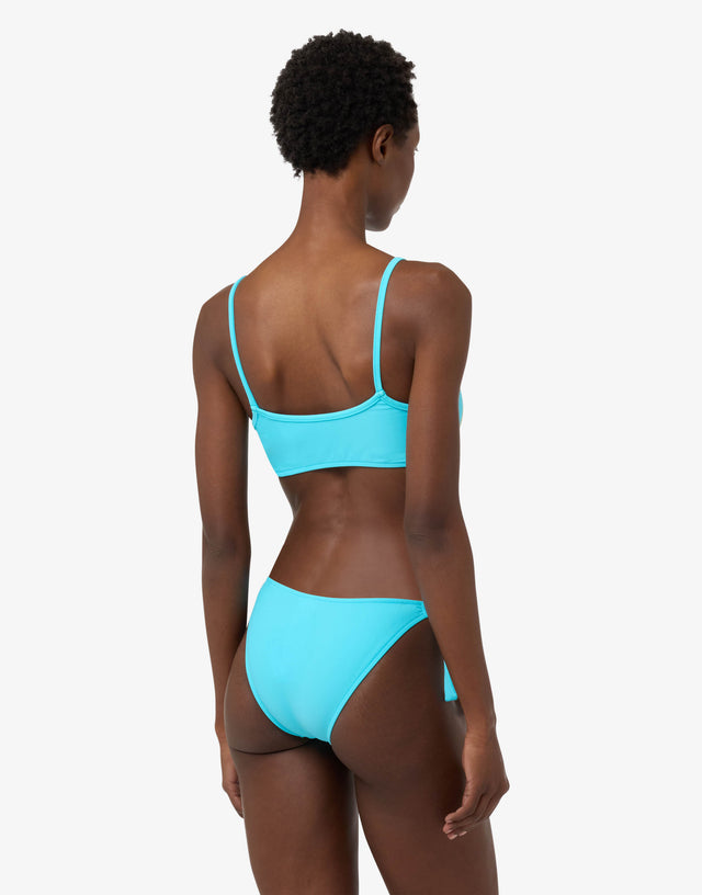 Top de bikini bandeau estampado Turquesa Moschino 1