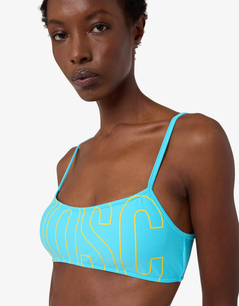 Printed bandeau bikini top Turquoise Moschino 2