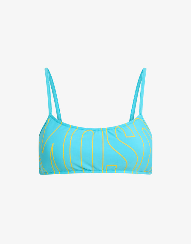 Top de bikini bandeau estampado Turquesa Moschino 0