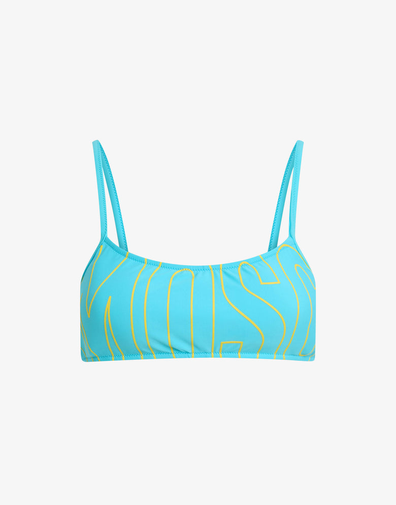 Printed bandeau bikini top Turquoise Moschino 3