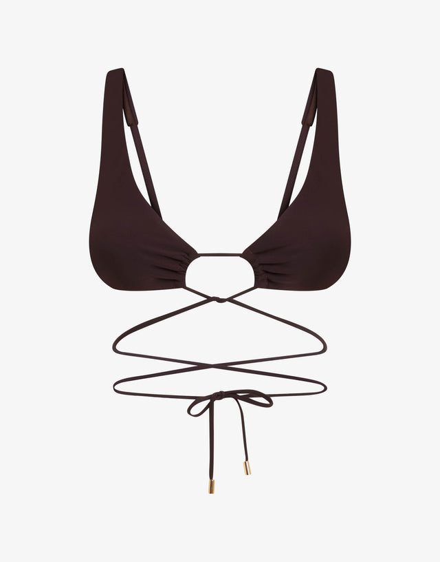 Top de bikini triangular de lycra Marrón Moschino 0