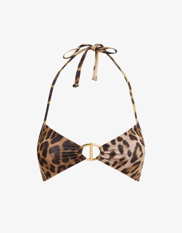 Top de bikini estampado de lycra Marrón Moschino 0