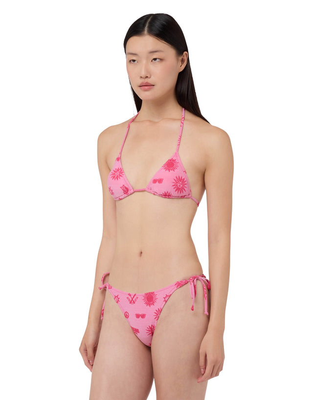 Top de bikini triangular de felpa Pink Moschino 0