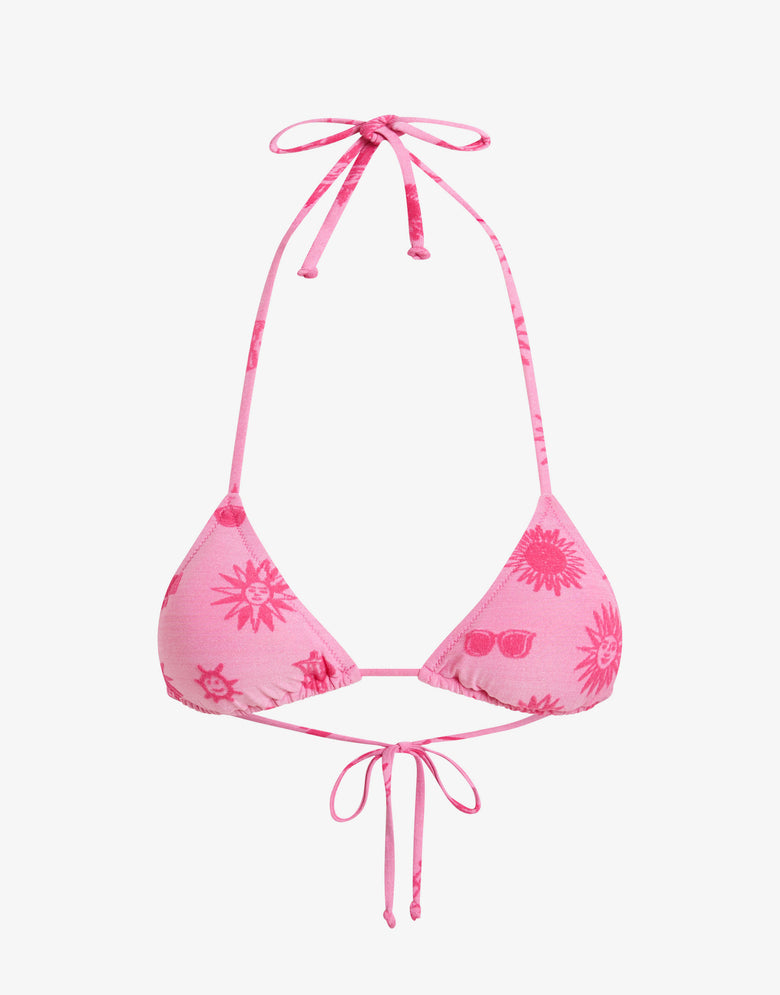 Top de bikini triangular de felpa Pink Moschino 2