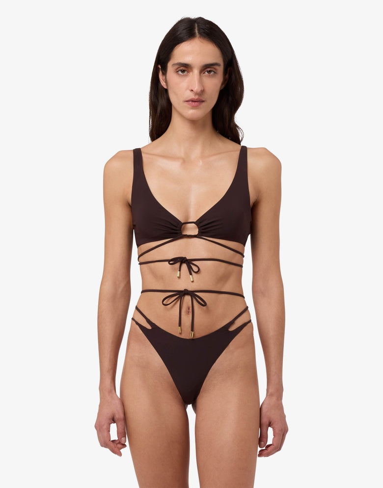 Braguitas de baño de lycra Marrón Moschino 1