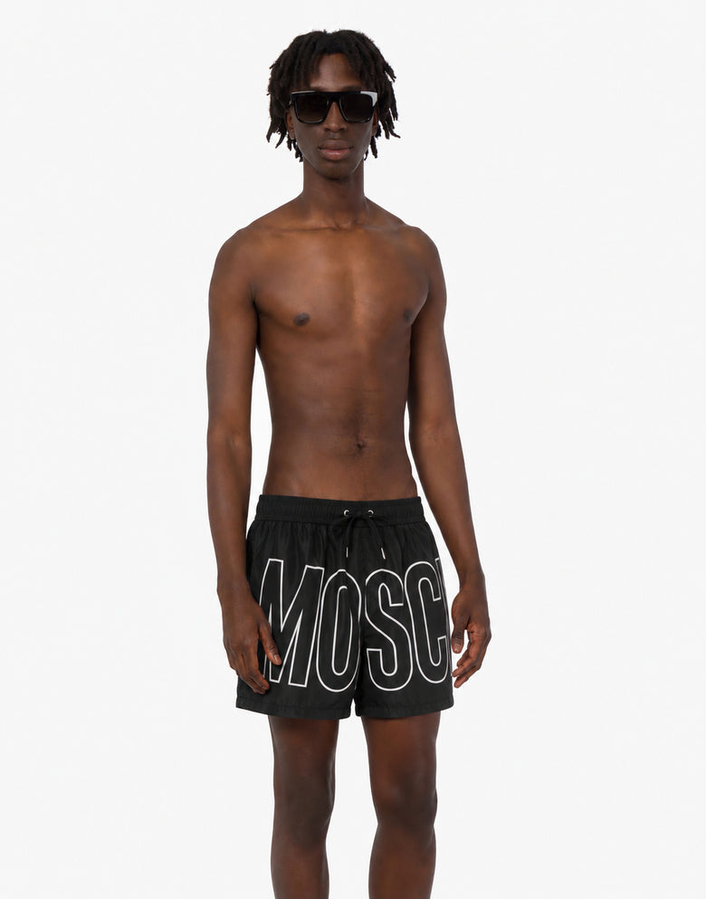 Bañador tipo boxer Maxi Logo Negro Moschino 1