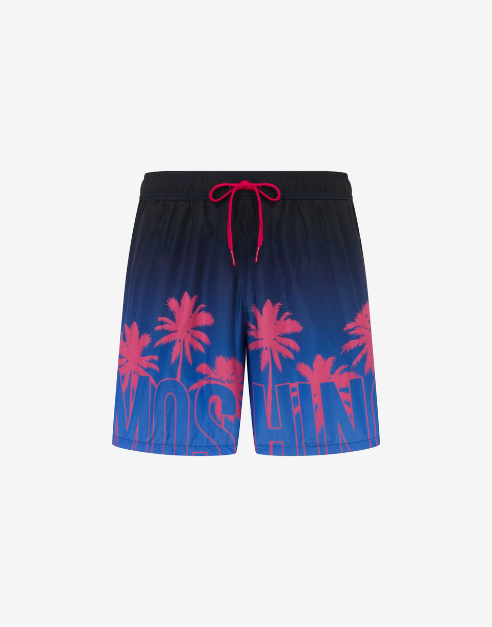 Printed nylon swim briefs Blue Moschino 0