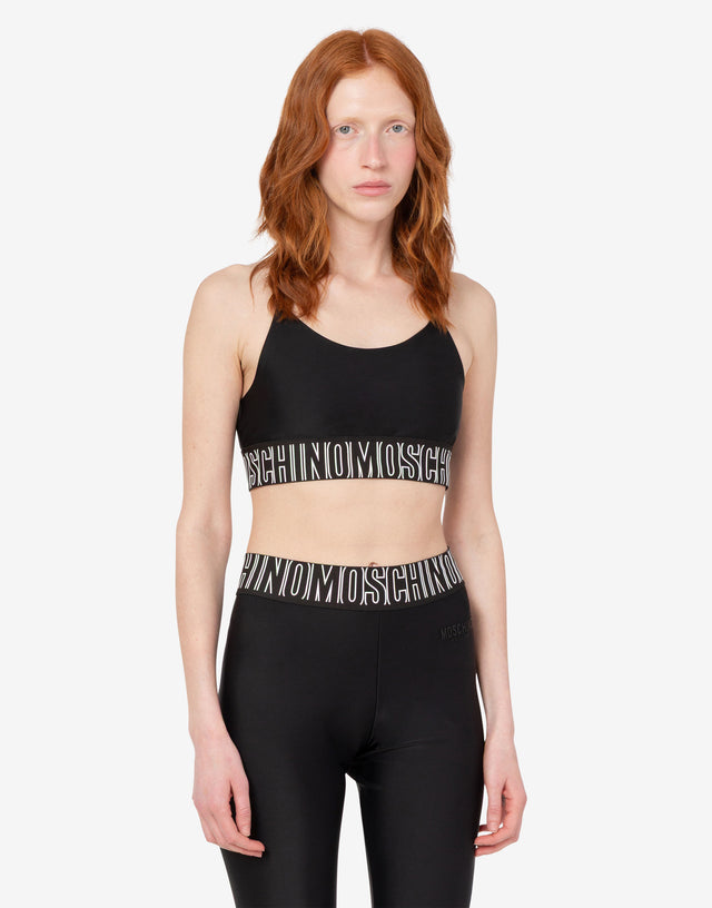 Top deportivo corto de tejido técnico Negro Moschino 1
