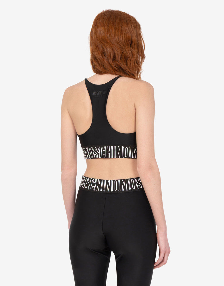 Technical fabric crop top Black Moschino 2