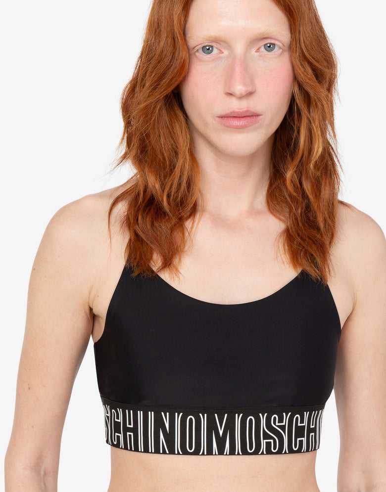 Technical fabric crop top Black Moschino 3