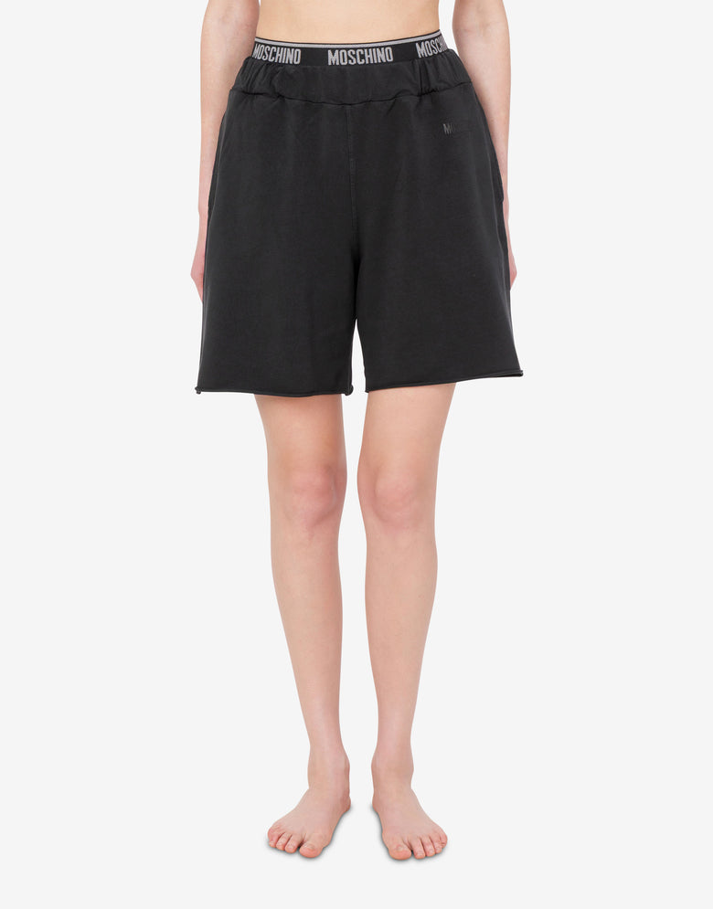 Garment-dyed cotton fleece shorts Black Moschino 1