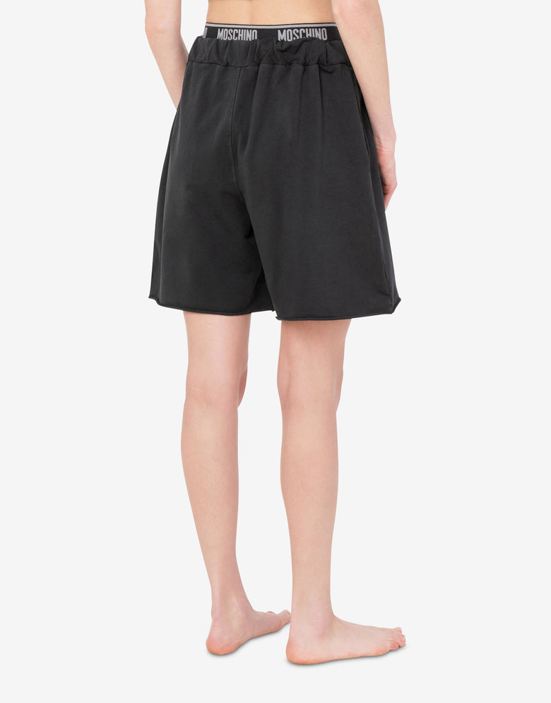 Garment-dyed cotton fleece shorts Black Moschino 2