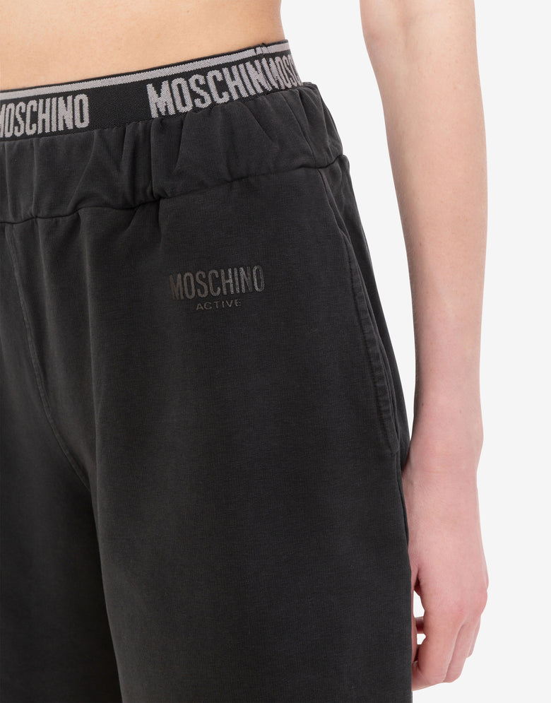 Garment-dyed cotton fleece shorts Black Moschino 3