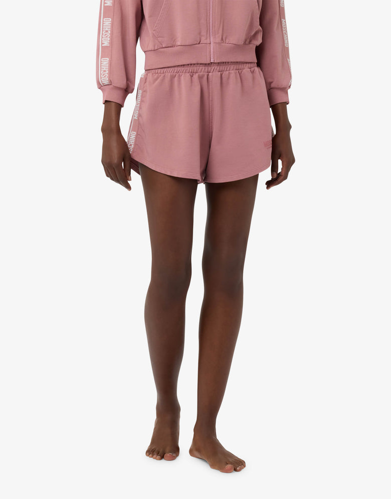 Garment-dyed cotton fleece shorts Antique pink Moschino 1
