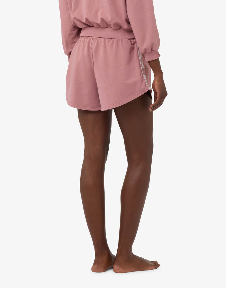 Garment-dyed cotton fleece shorts Antique pink Moschino 2