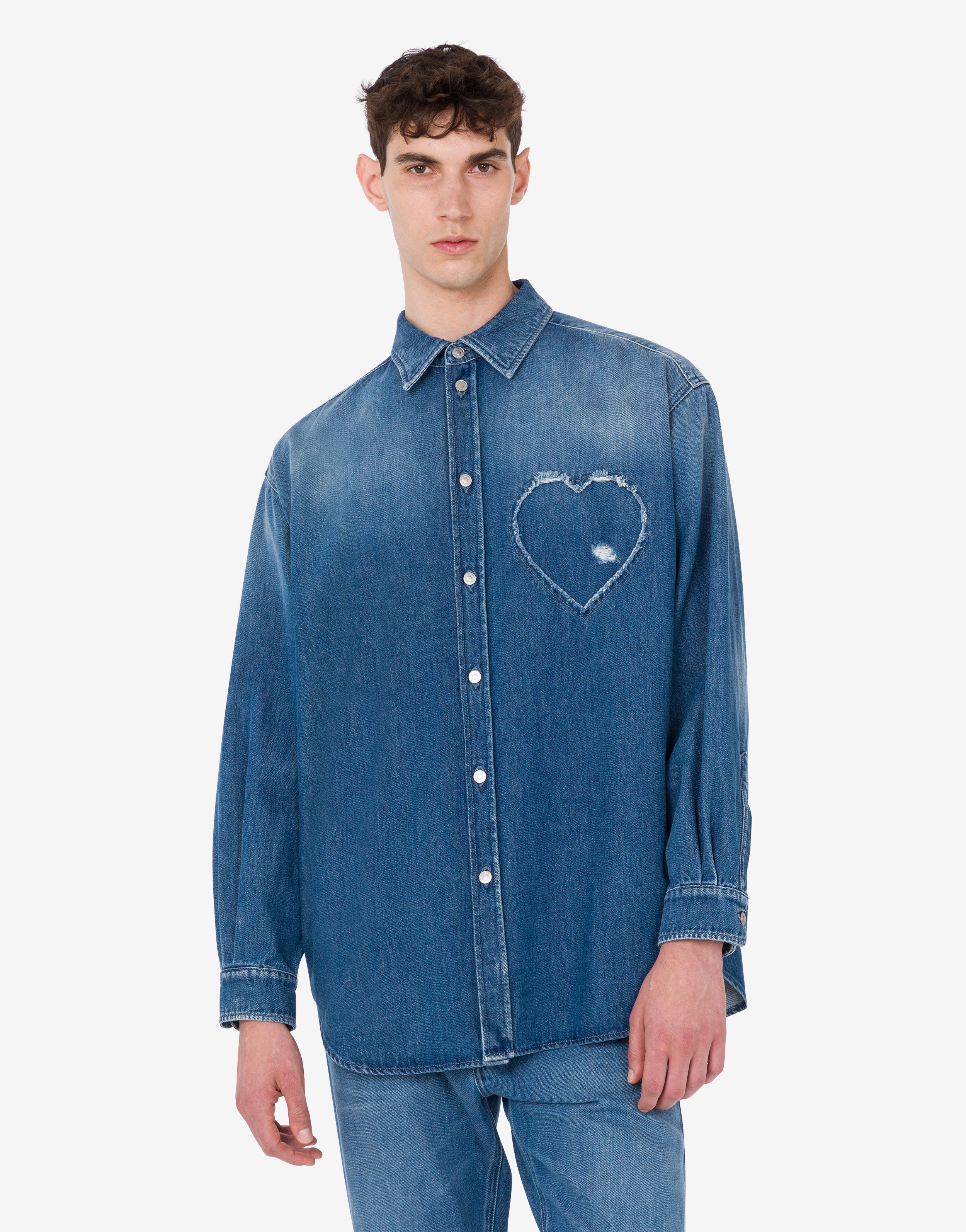 Blue cotton denim shirt | Moschino