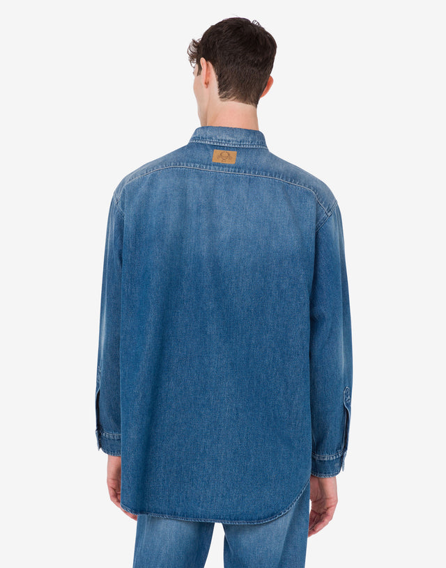 Blue cotton denim shirt Blue Denim Moschino 1