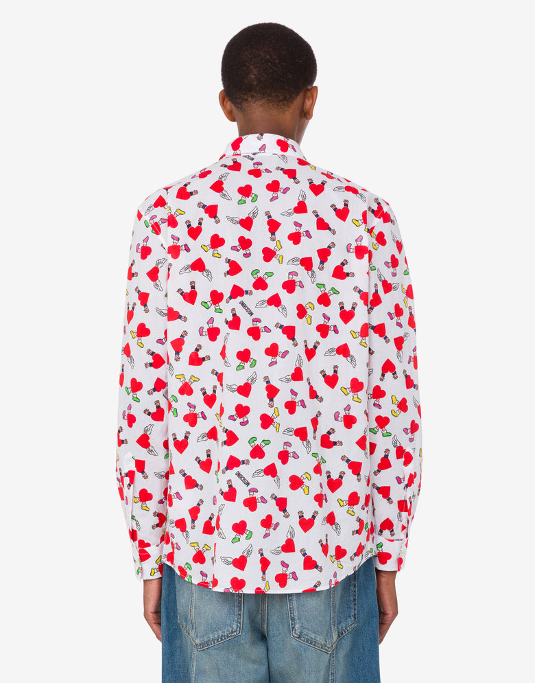 轻薄棉府绸印花衬衫 白色 Moschino 3