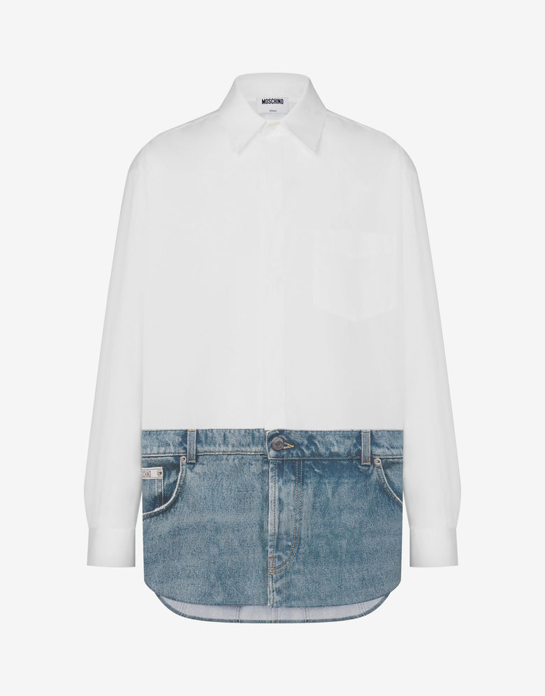 Camisa estampada de popelín de algodón Blanco Moschino 4