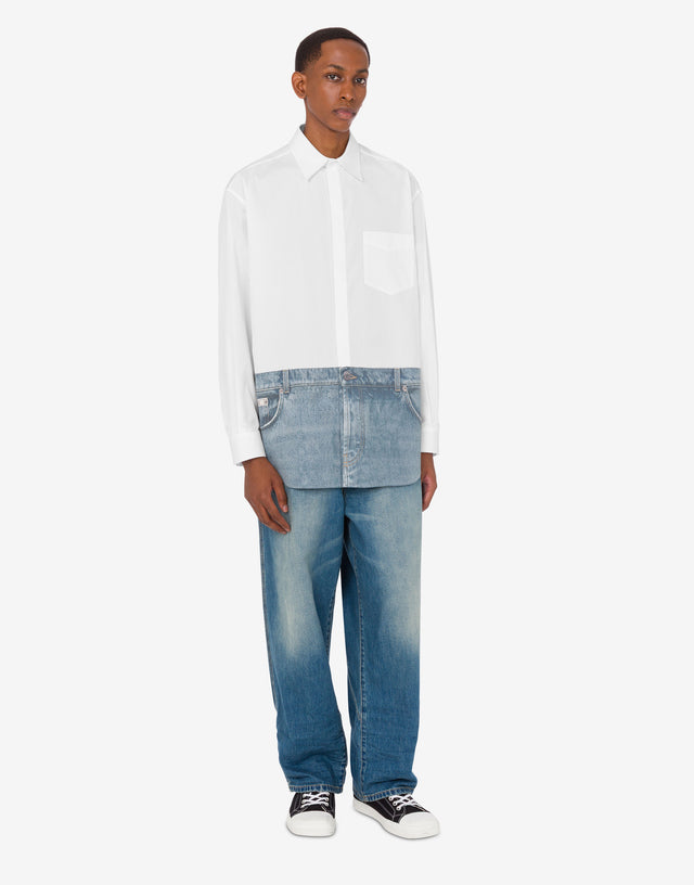 Camisa estampada de popelín de algodón Blanco Moschino 1