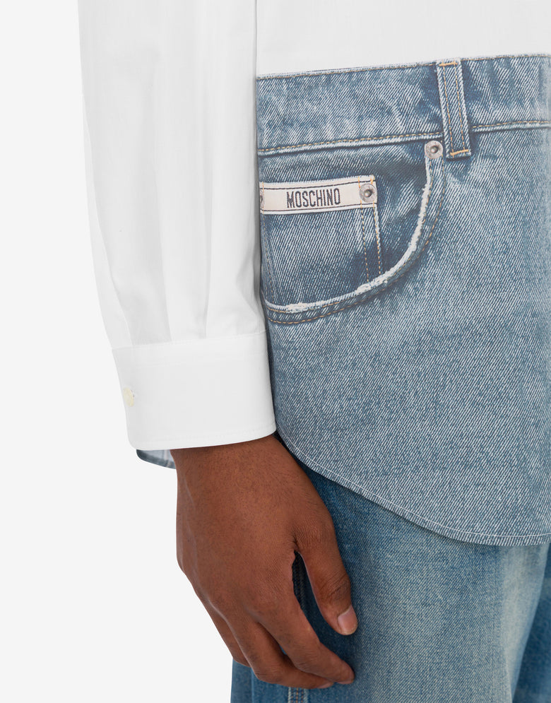 印花棉府绸衬衫 白色 Moschino 4