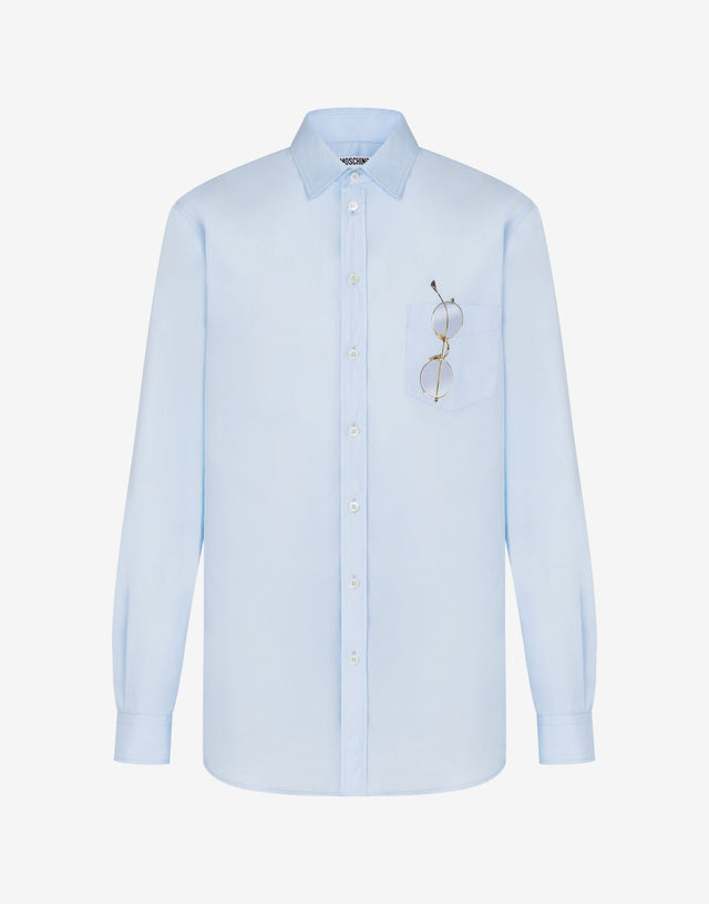 Camisa estampada de popelín de algodón Celeste Moschino 0