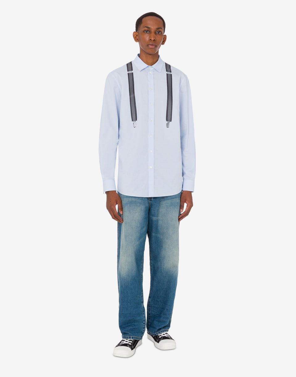 印花棉质格子衬衫 天蓝色 Moschino 0