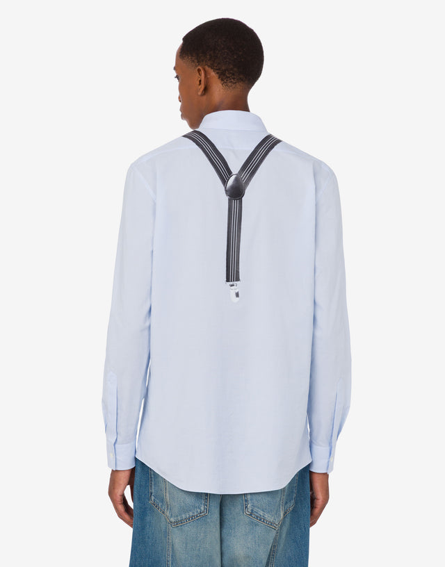 Printed cotton gingham shirt Azure Moschino 1