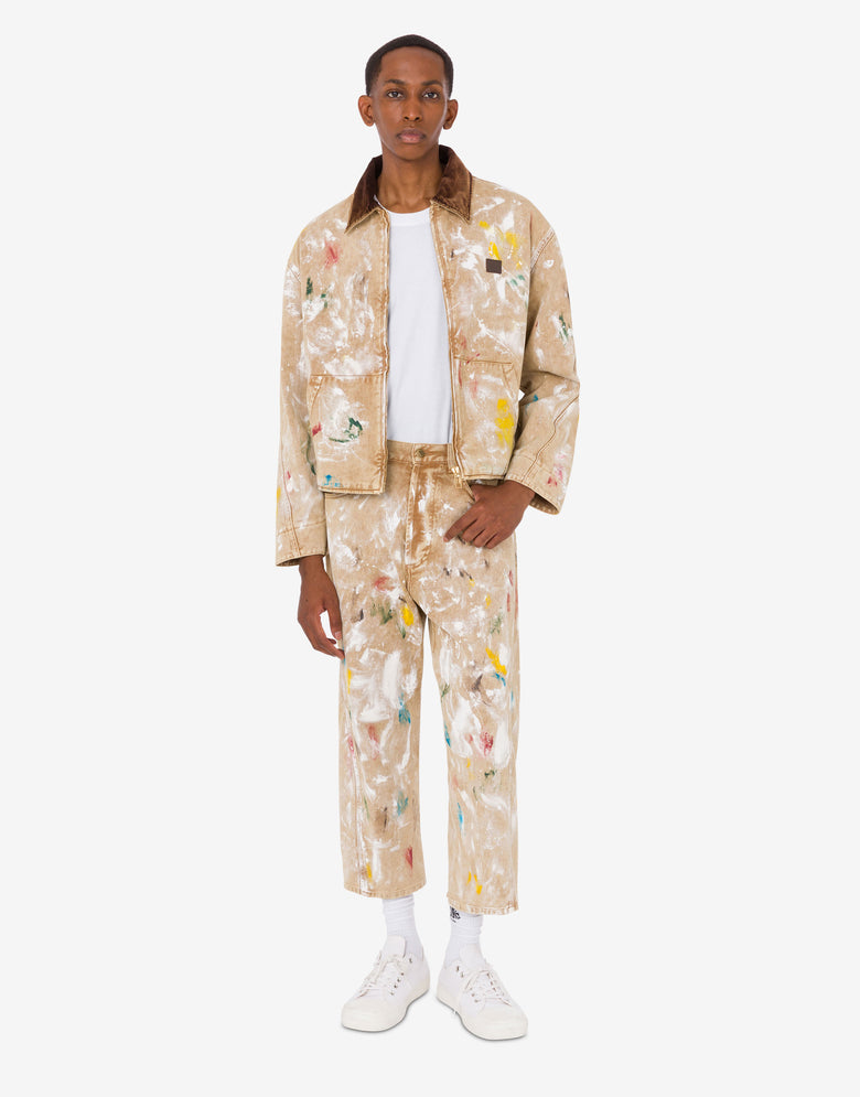 Printed stretch cotton bull trousers Beige Moschino 3