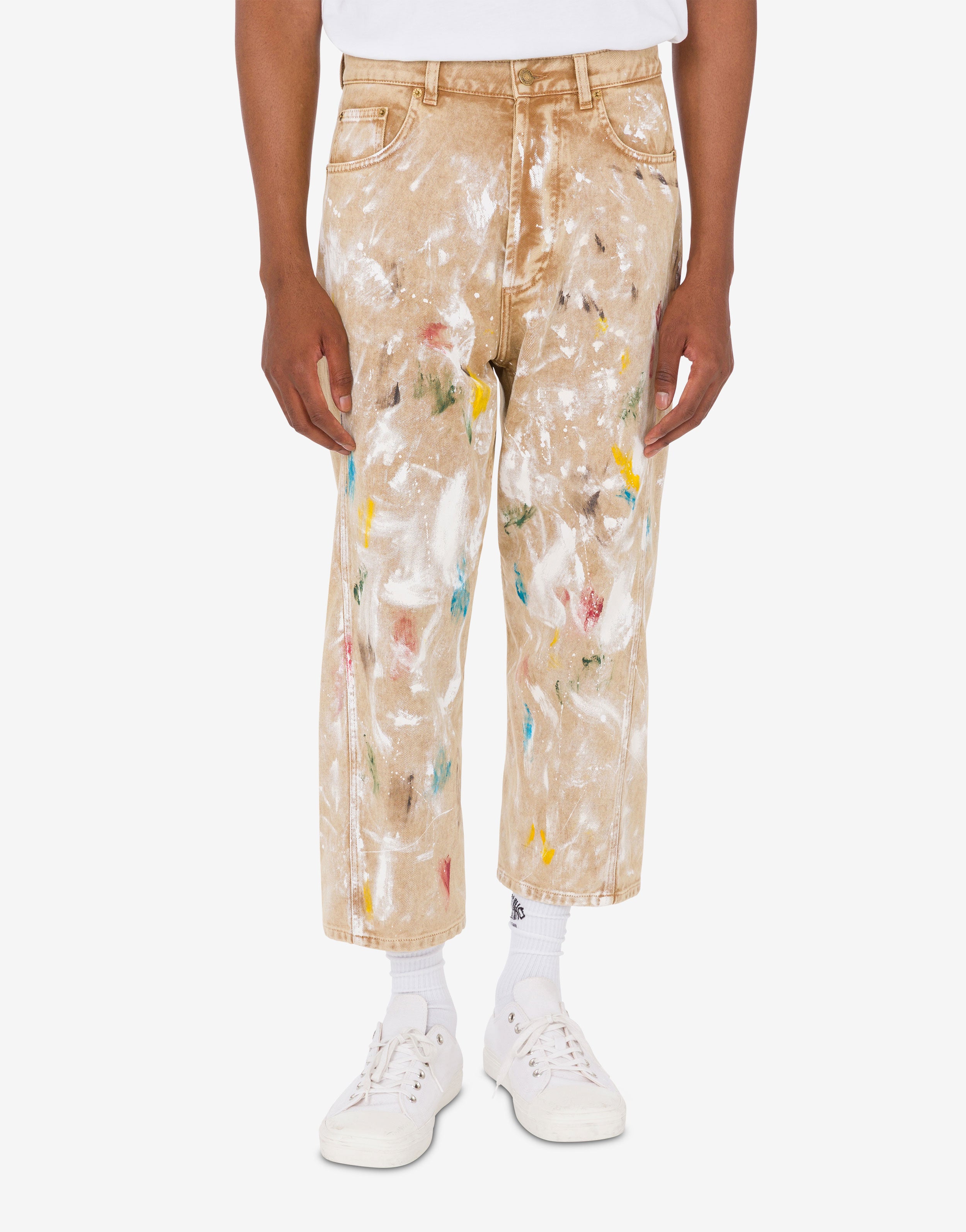 Printed stretch cotton bull trousers