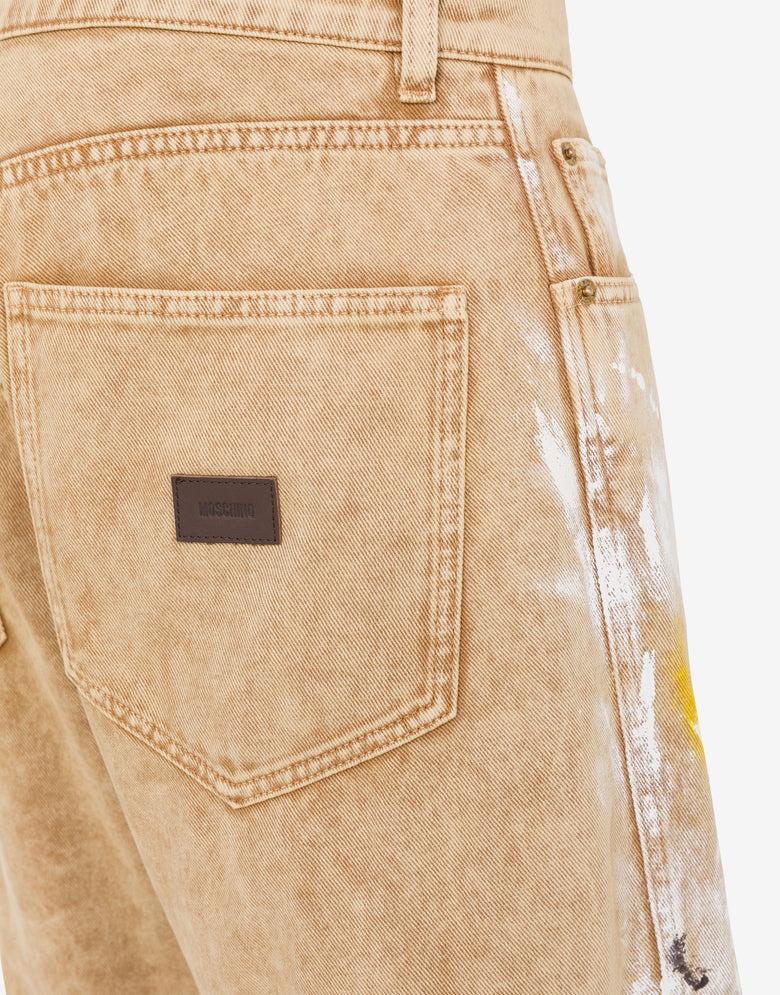 Printed stretch cotton bull trousers Beige Moschino 2
